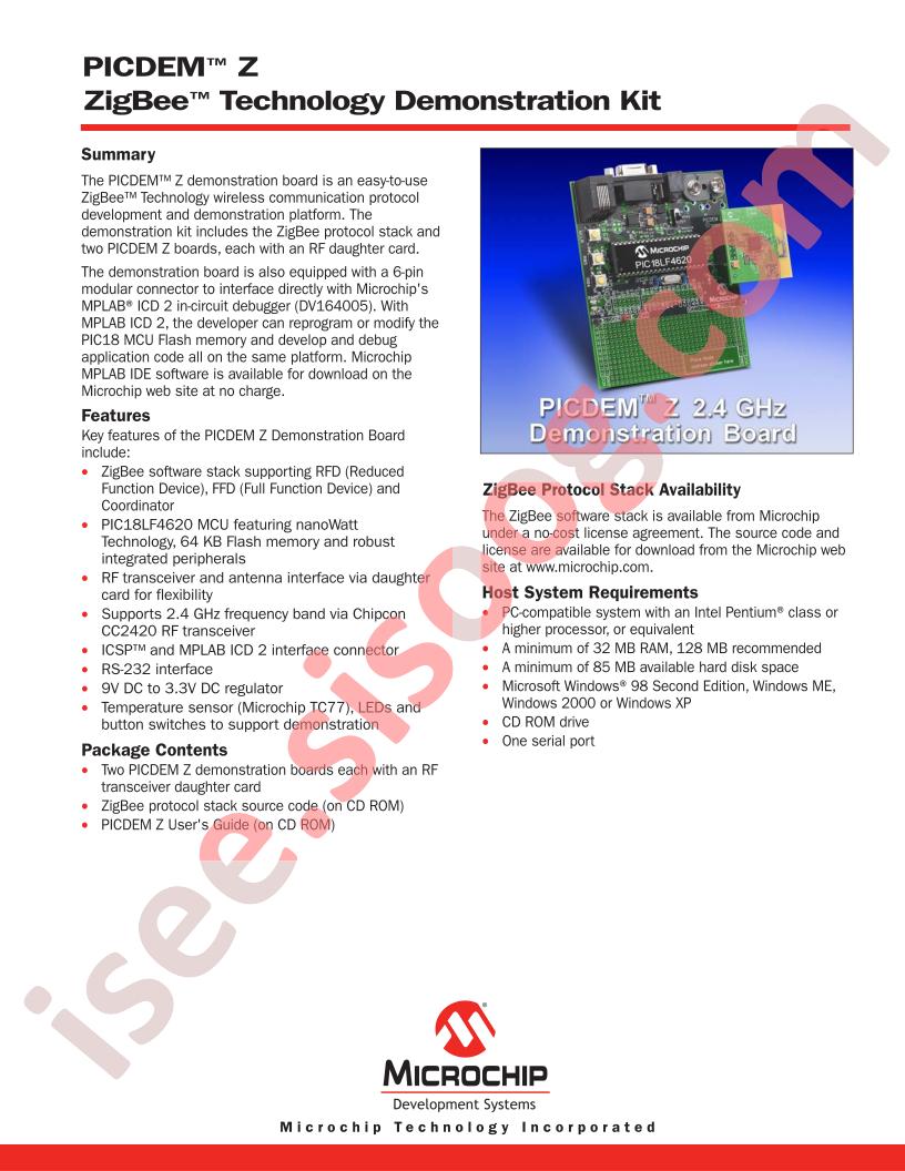 PICDEM Z, ZigBee Technology Demonstration Kit