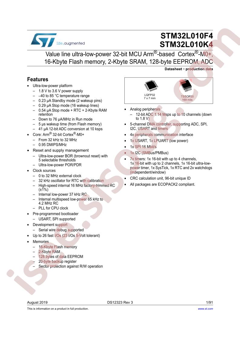 STM32L010F4, STM32L010K4