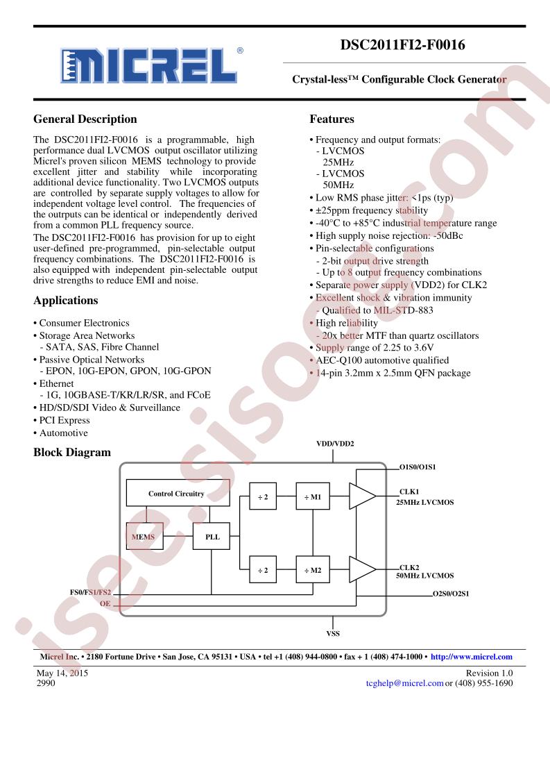 DSC2011FI2-F0016 Datasheet