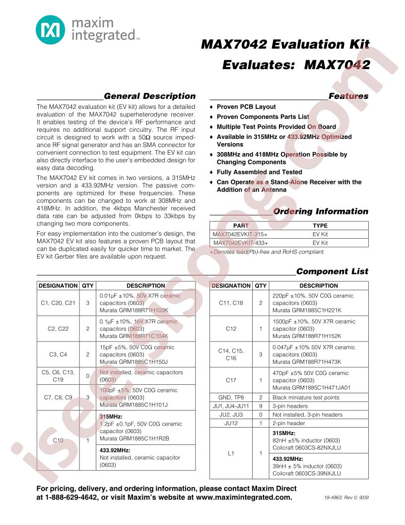 MAX7042 Eval Kit