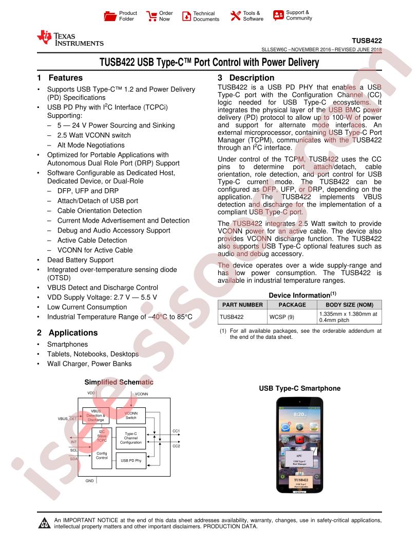 TUSB422 Datasheet