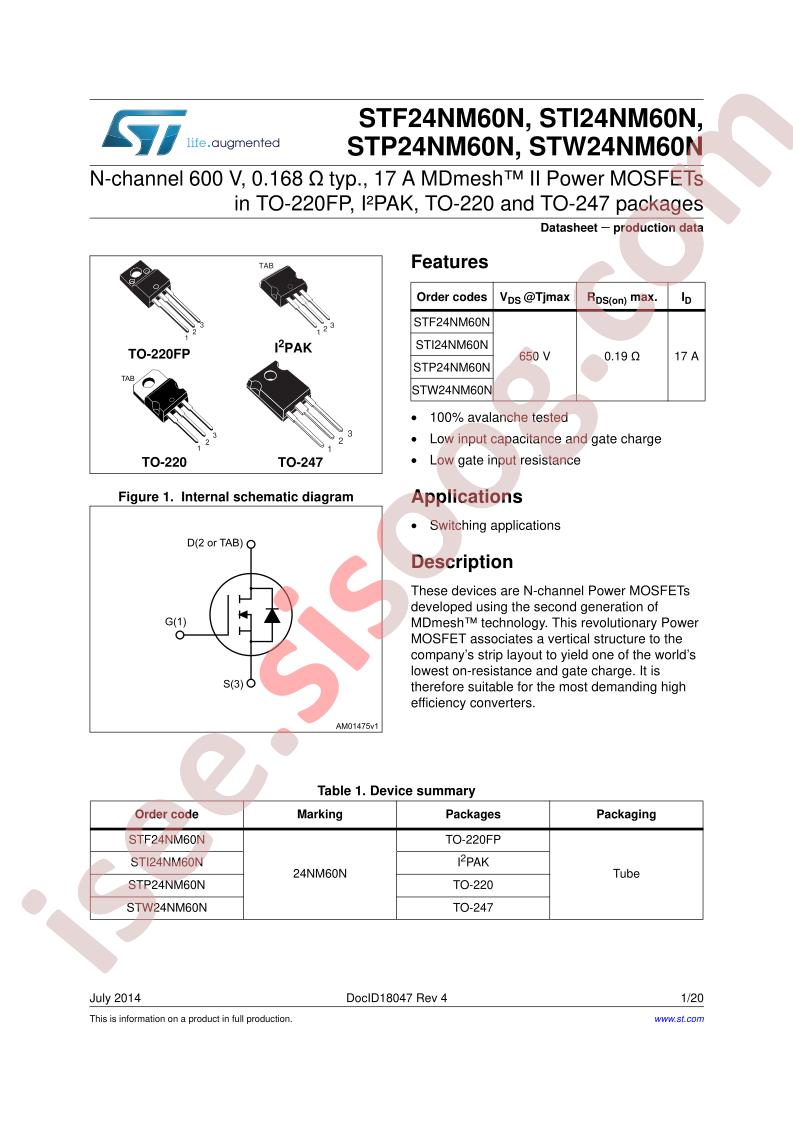 STF24NM60N, STP24NM60N