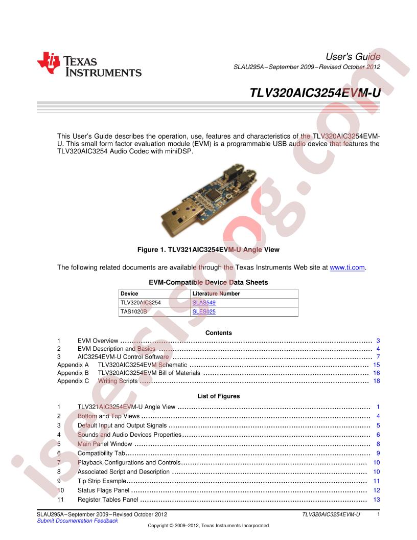 TLV320AIC3254EVM-U User Guide