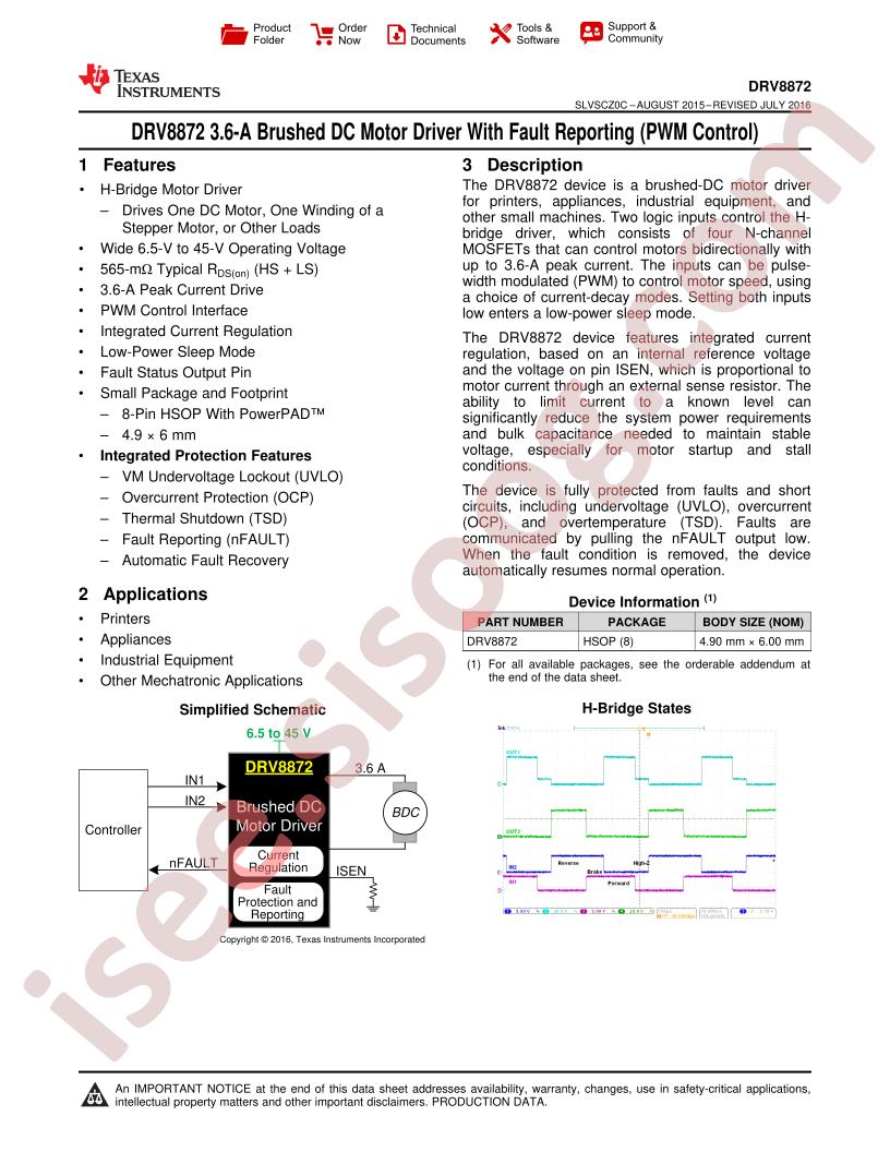 DRV8872 Datasheet