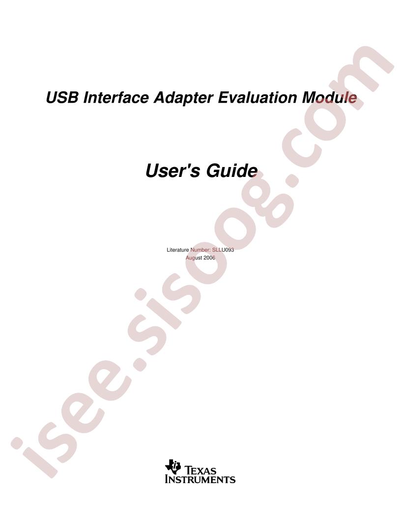 USB Interface Adapter EVM Users Guide