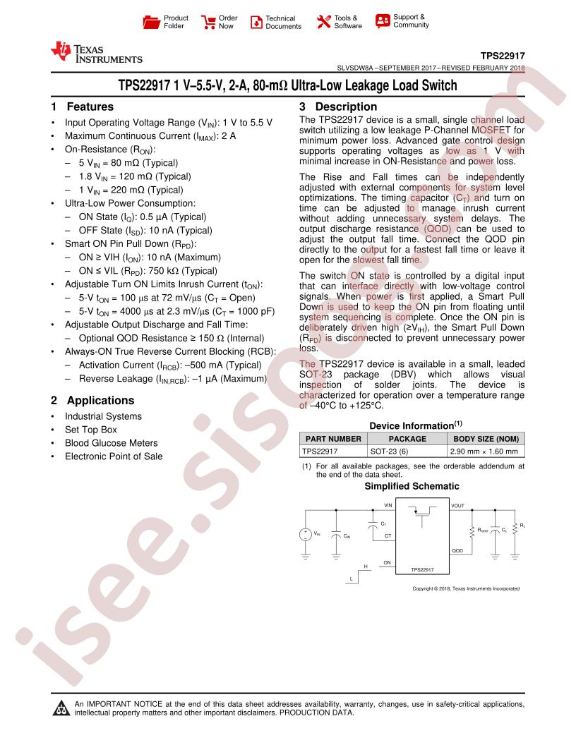 TPS22917 Datasheet