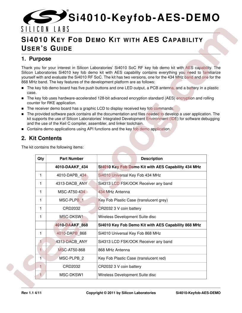 Si4010-Keyfob-AES-DEMO Kit