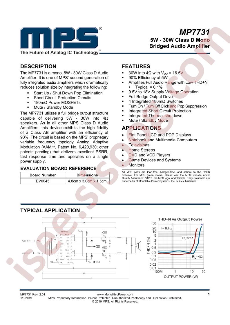 MP7731 Datasheet