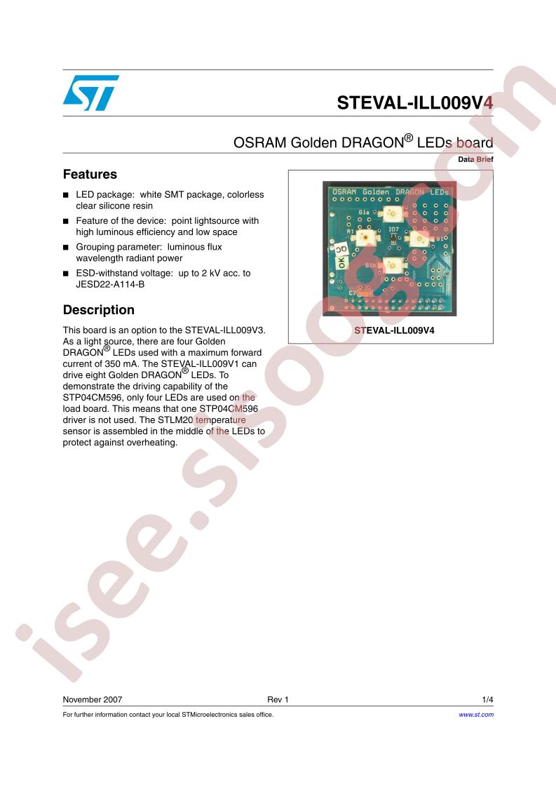 STEVAL-ILL009V4 Data Brief