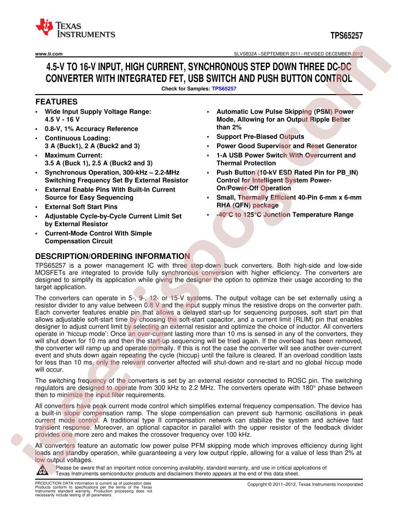 TPS65257 Data Sheet