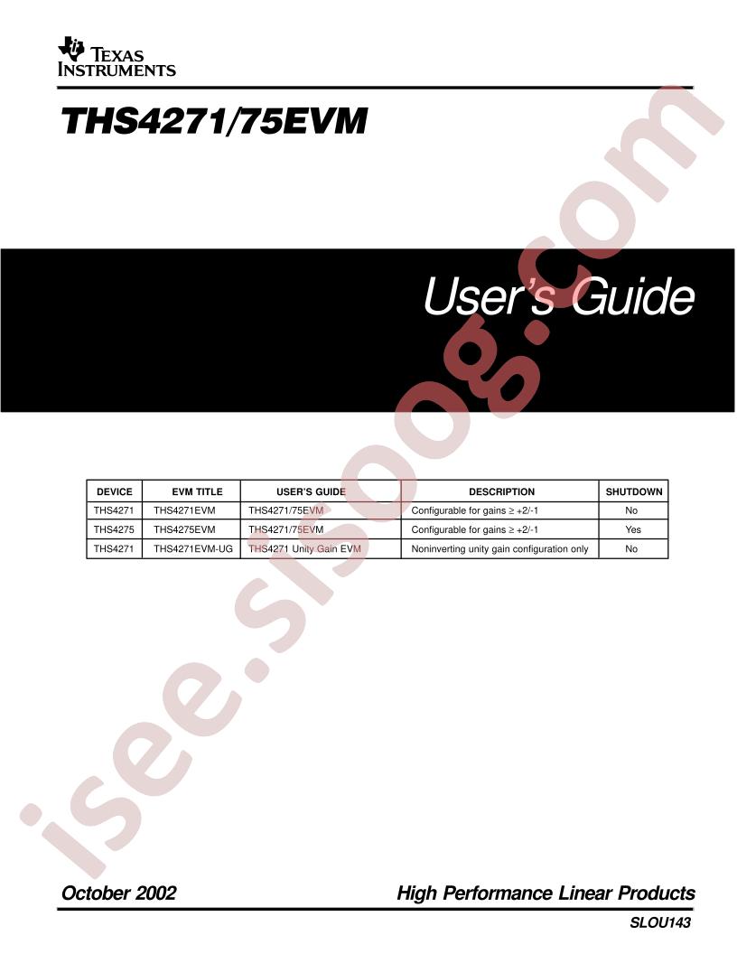 THS4271/75EVM Users Guide