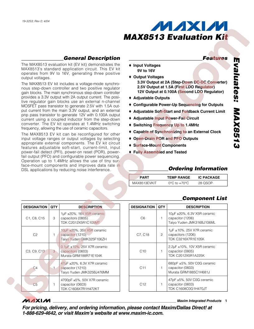 MAX8513 Eval Kit