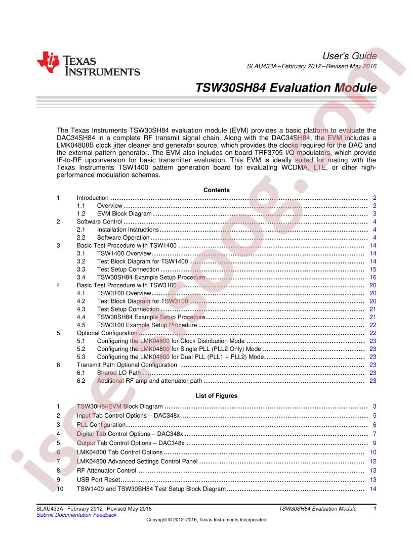 TSW30SH84EVM User Guide