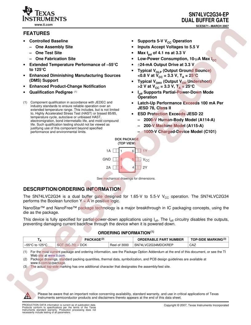 SN74LVC2G34-EP
