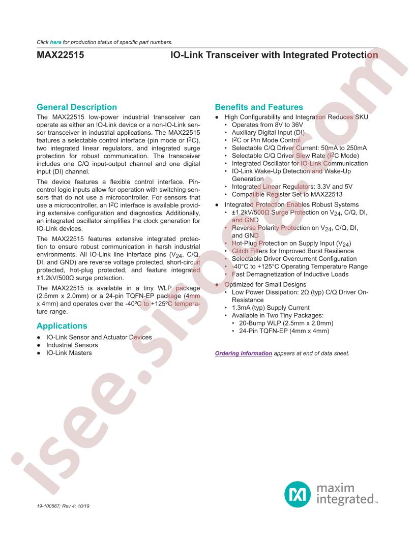MAX22515 Datasheet