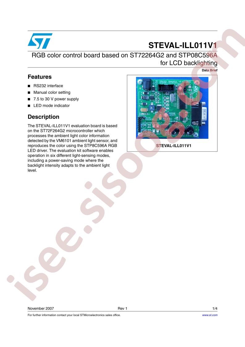 STEVAL-ILL011V1 Data Brief
