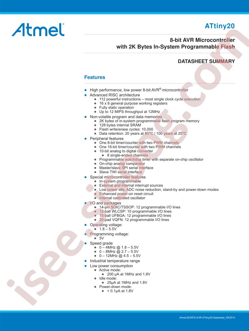 ATTINY20 Summary