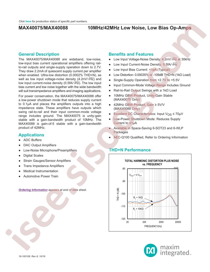 MAX40075, MAX40088 Datasheet