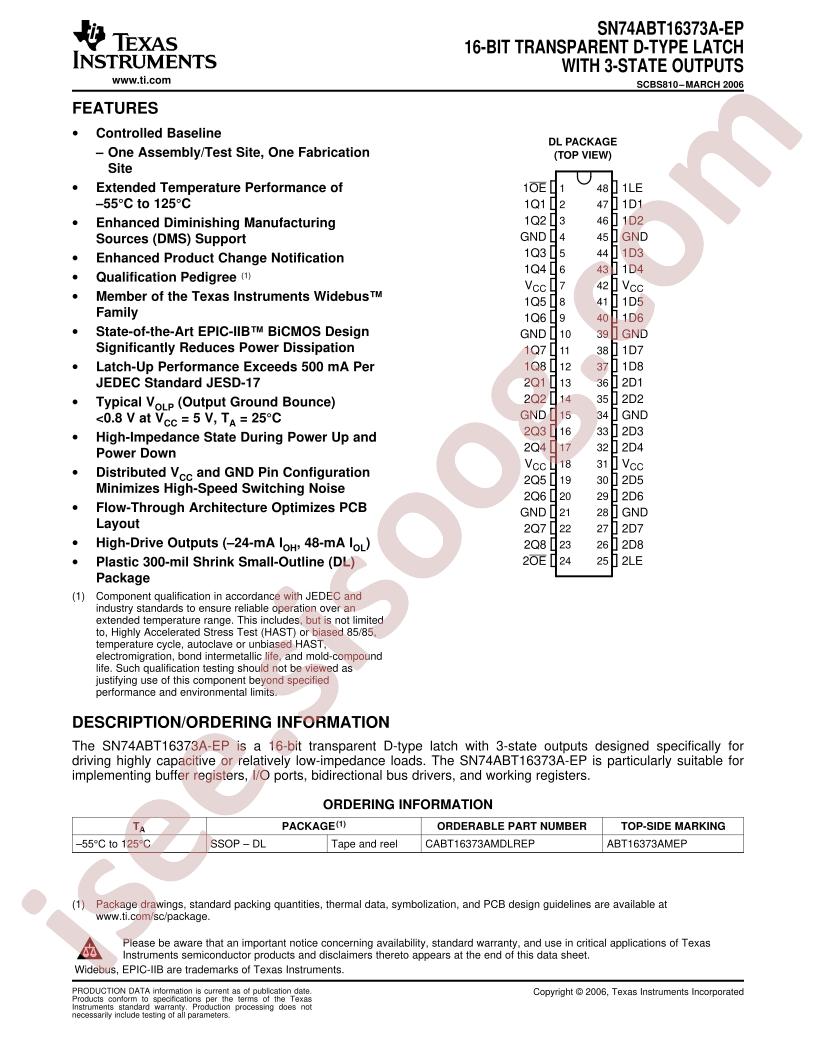 SN74ABT16373A-EP