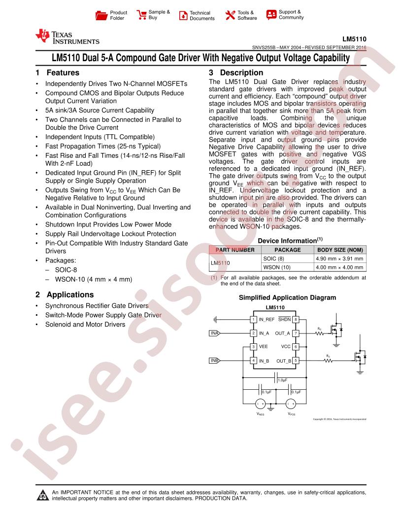 LM5110 Datasheet