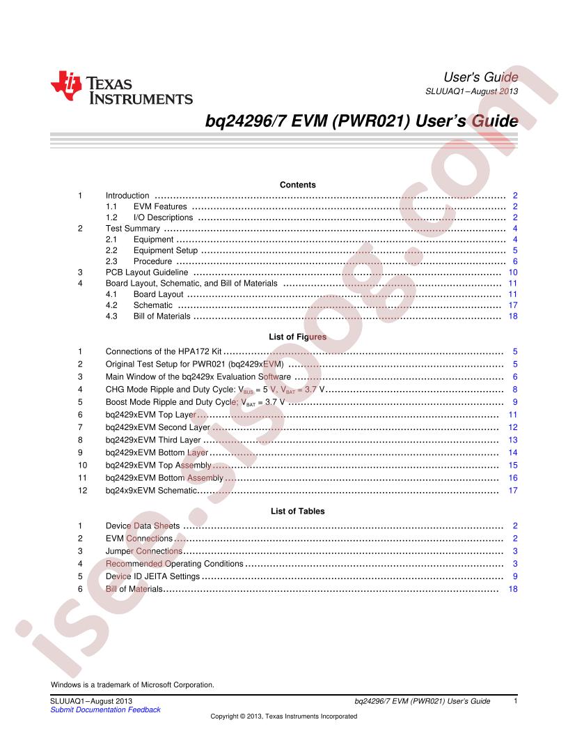 BQ24296,7 EVM User Guide