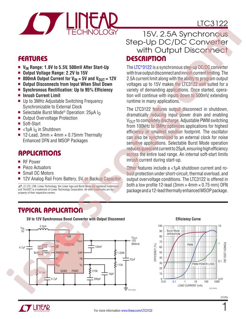 LTC3122 Datasheet