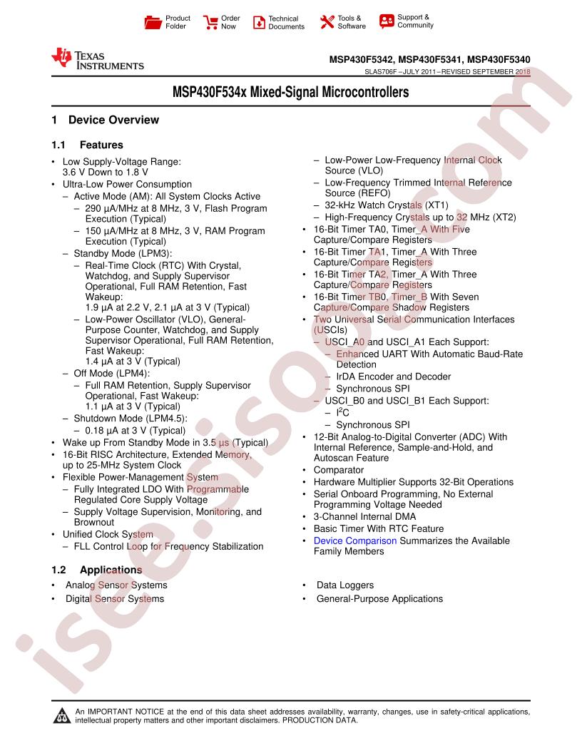 MSP430F534x Datasheet