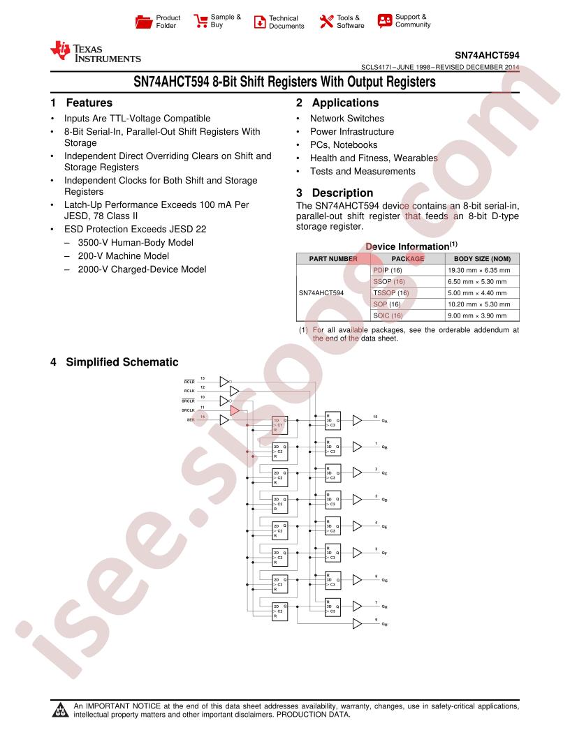 SN74AHCT594 Datasheet