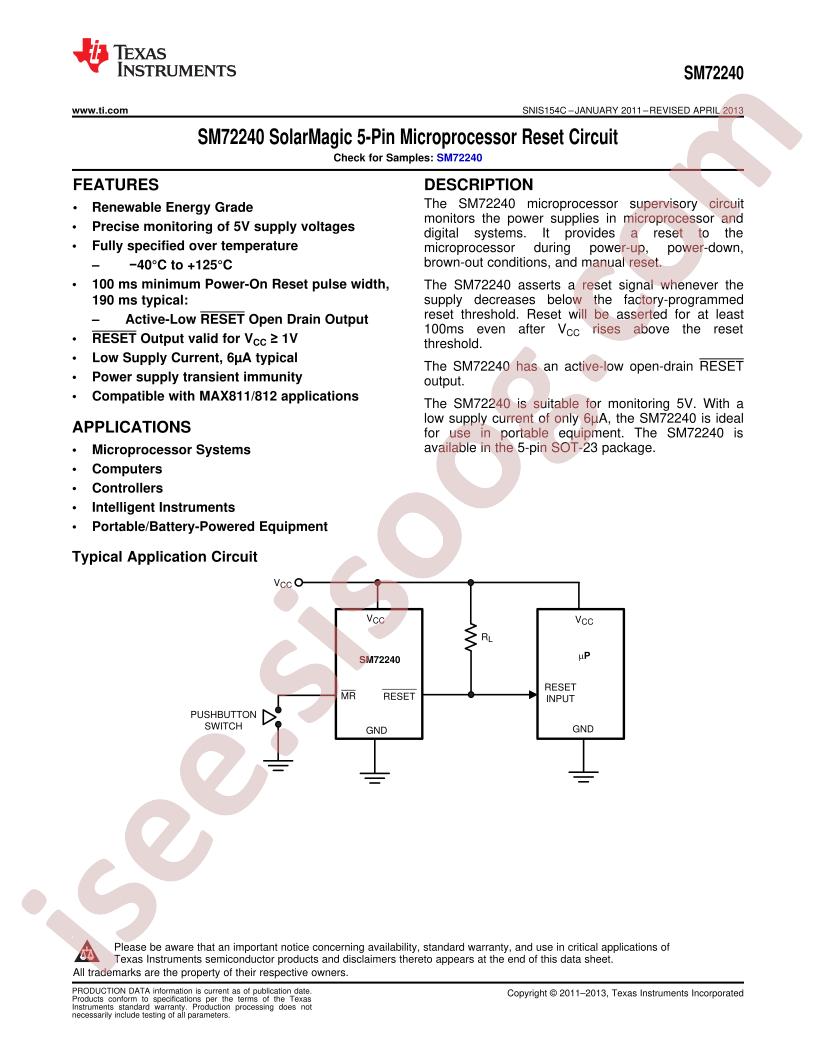 SM72240 Datasheet