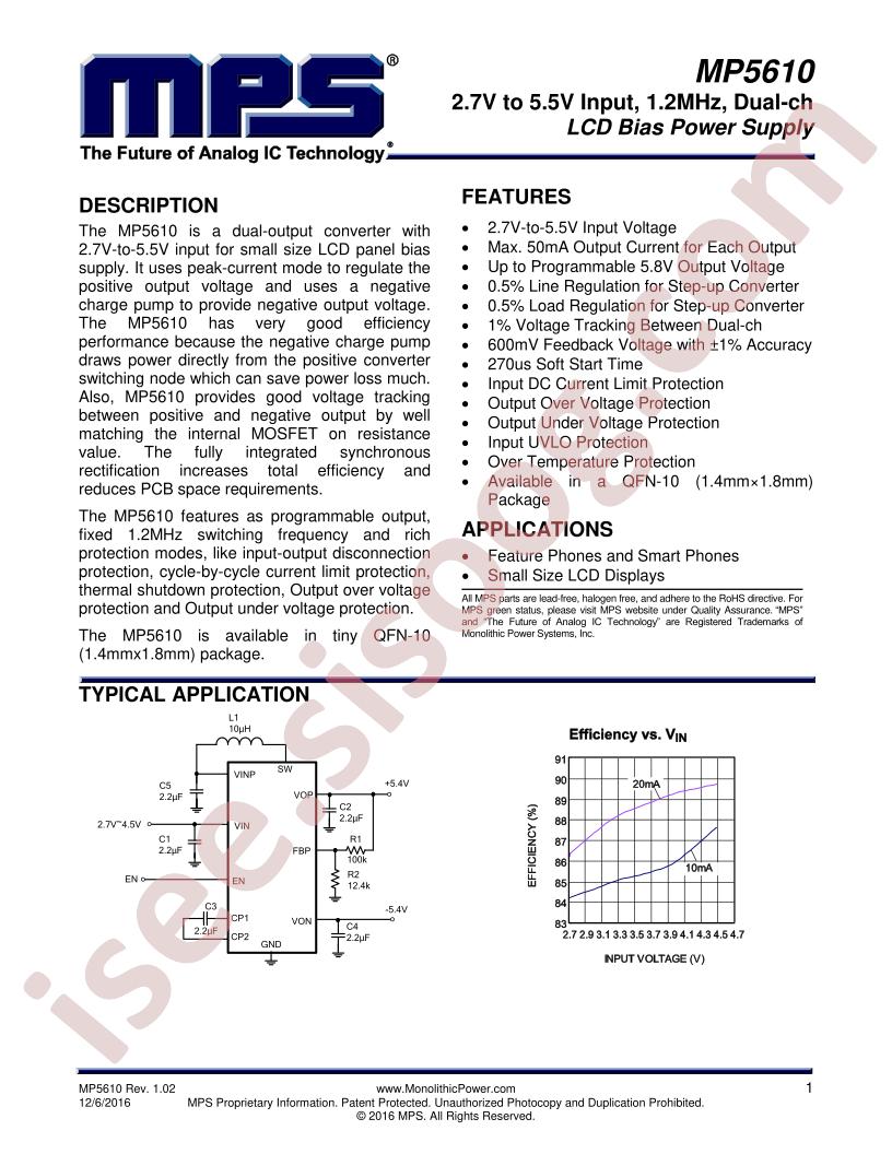 MP5610 Datasheet