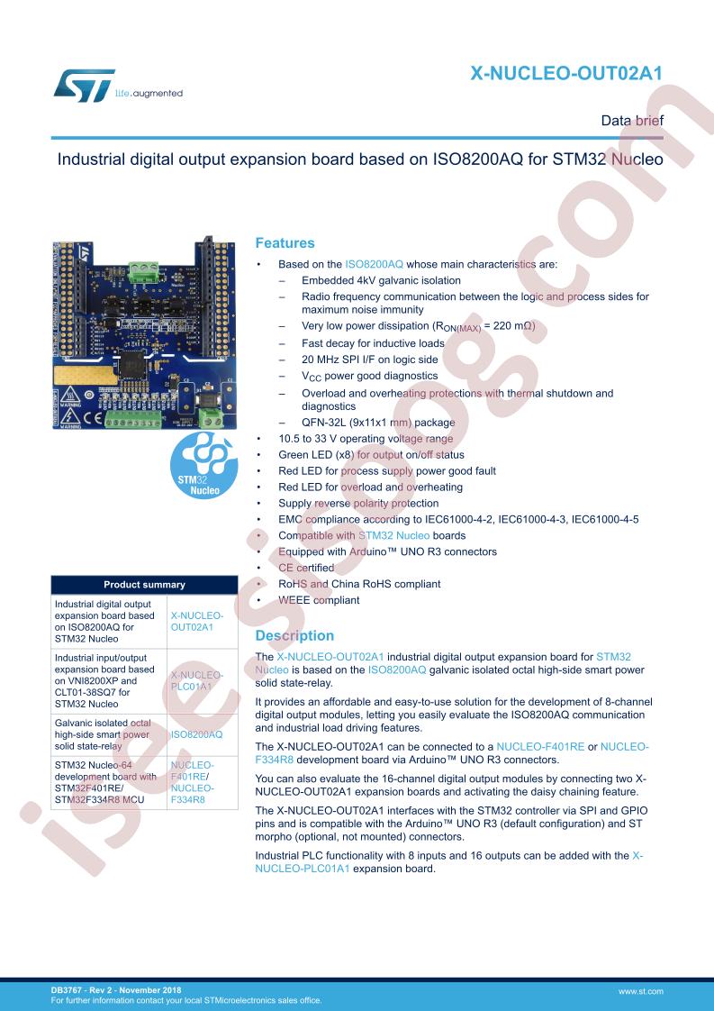 X-NUCLEO-OUT02A1 Data Brief