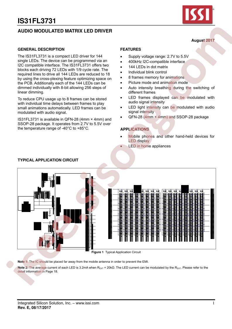 IS31FL3731 Datasheet