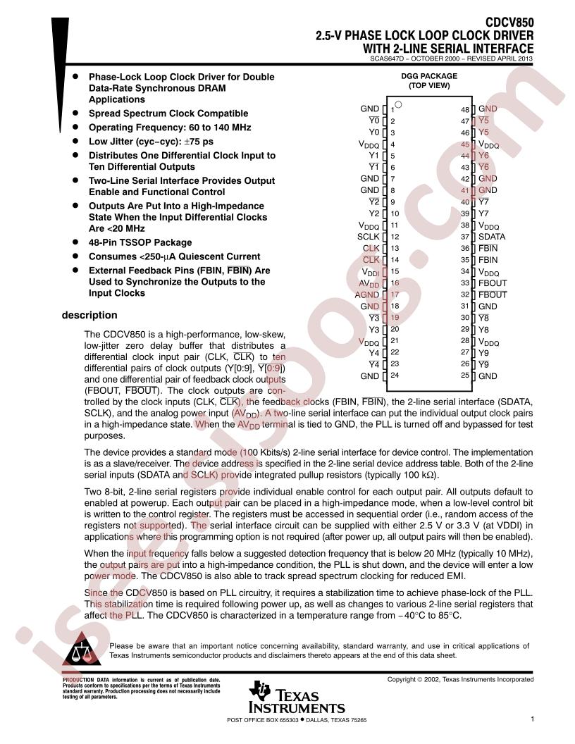 CDCV850 Datasheet