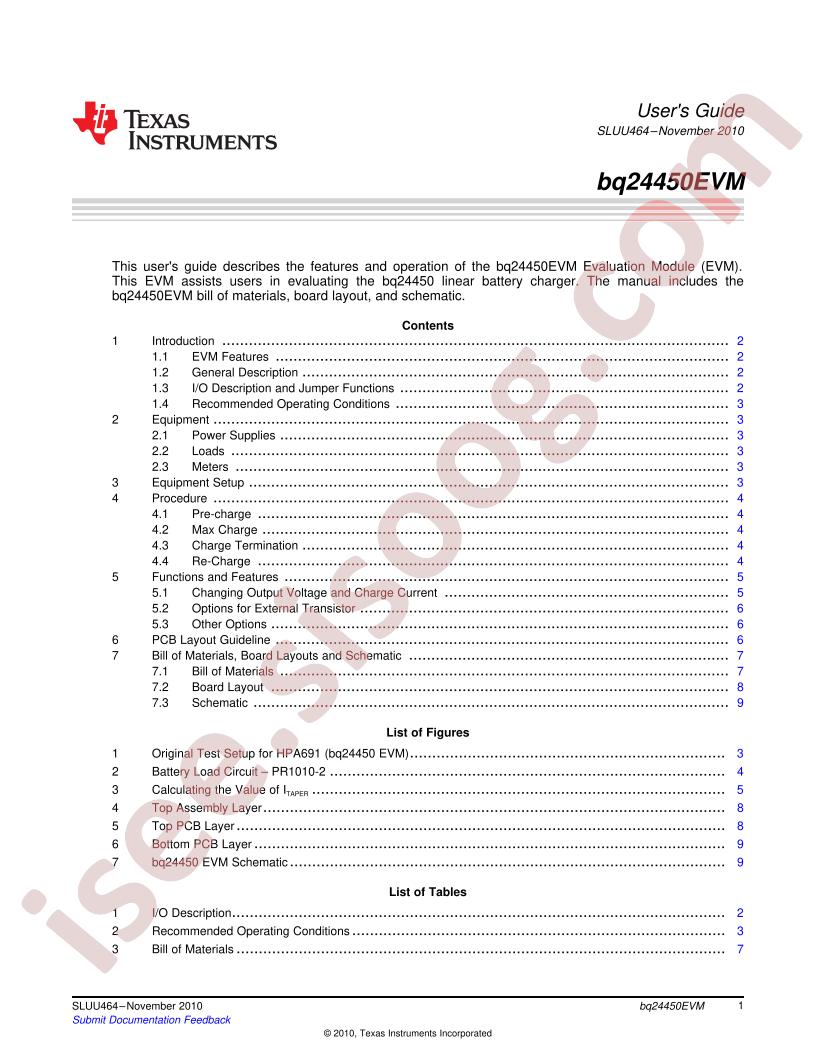 BQ24450EVM User Guide