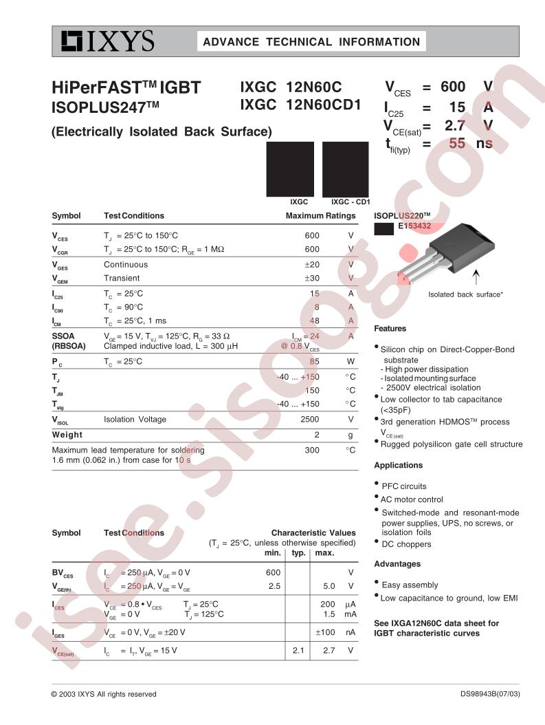 IXGC12N60C(D1)