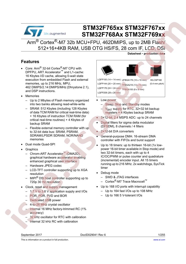 STM32F765xx,767xx, 768Ax, 769xx