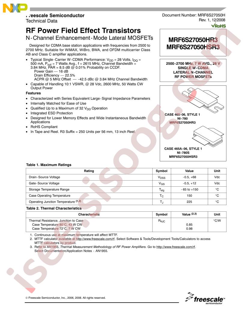 MRF6S27050HR3/HSR3