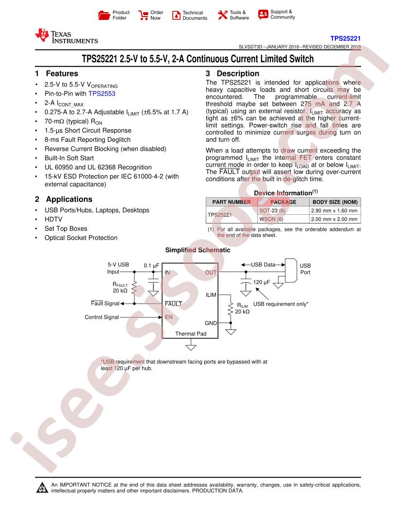 TPS25221 Datasheet