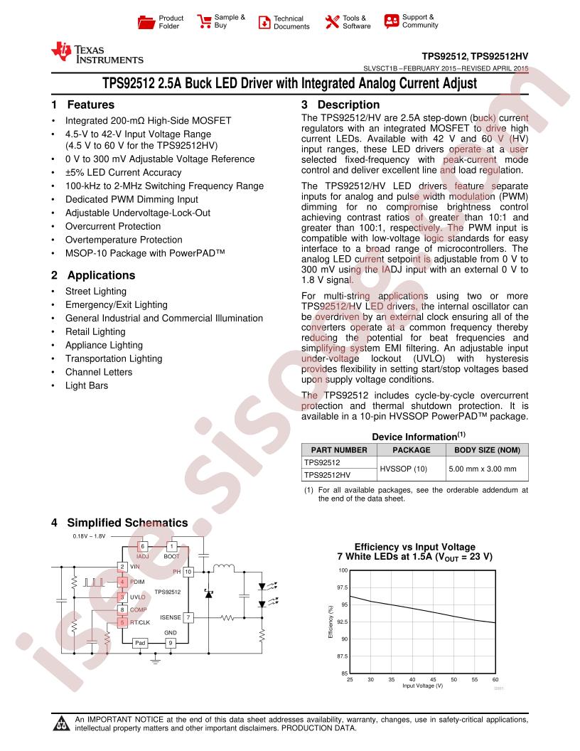 TPS92512(HV) Datasheet