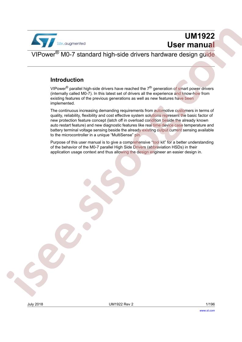 VIPower® MO-7 Standard High-Side Drivers Manual