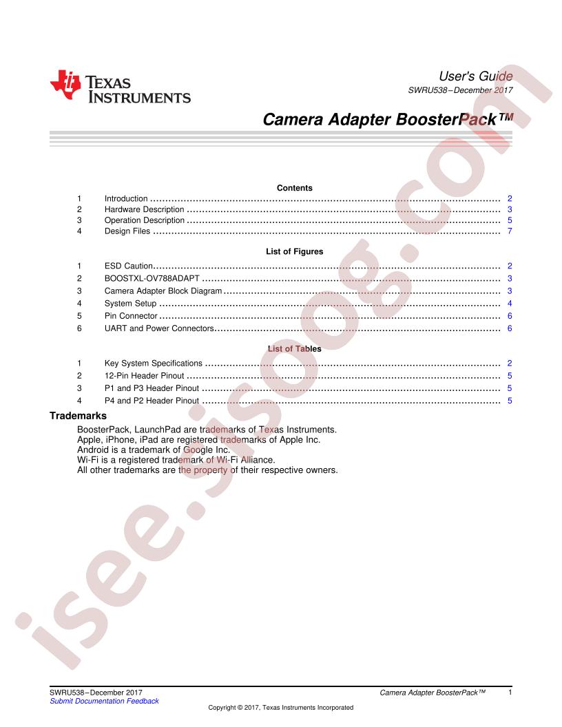 Camera Adapter BoosterPack User Guide