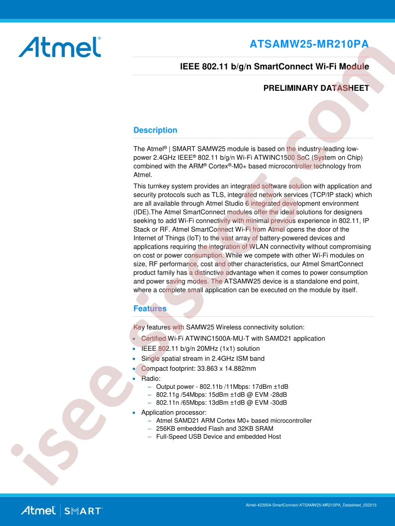 ATSAMW25H18-MRx10PA Preliminary