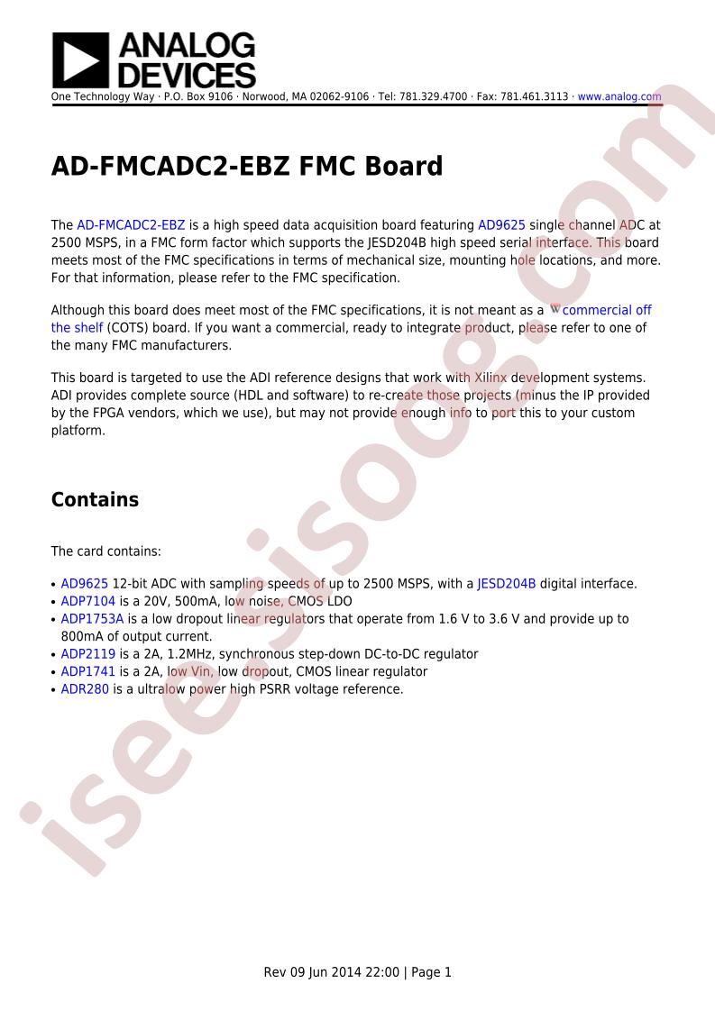 AD-FMCADC2-EBZ FMC Board