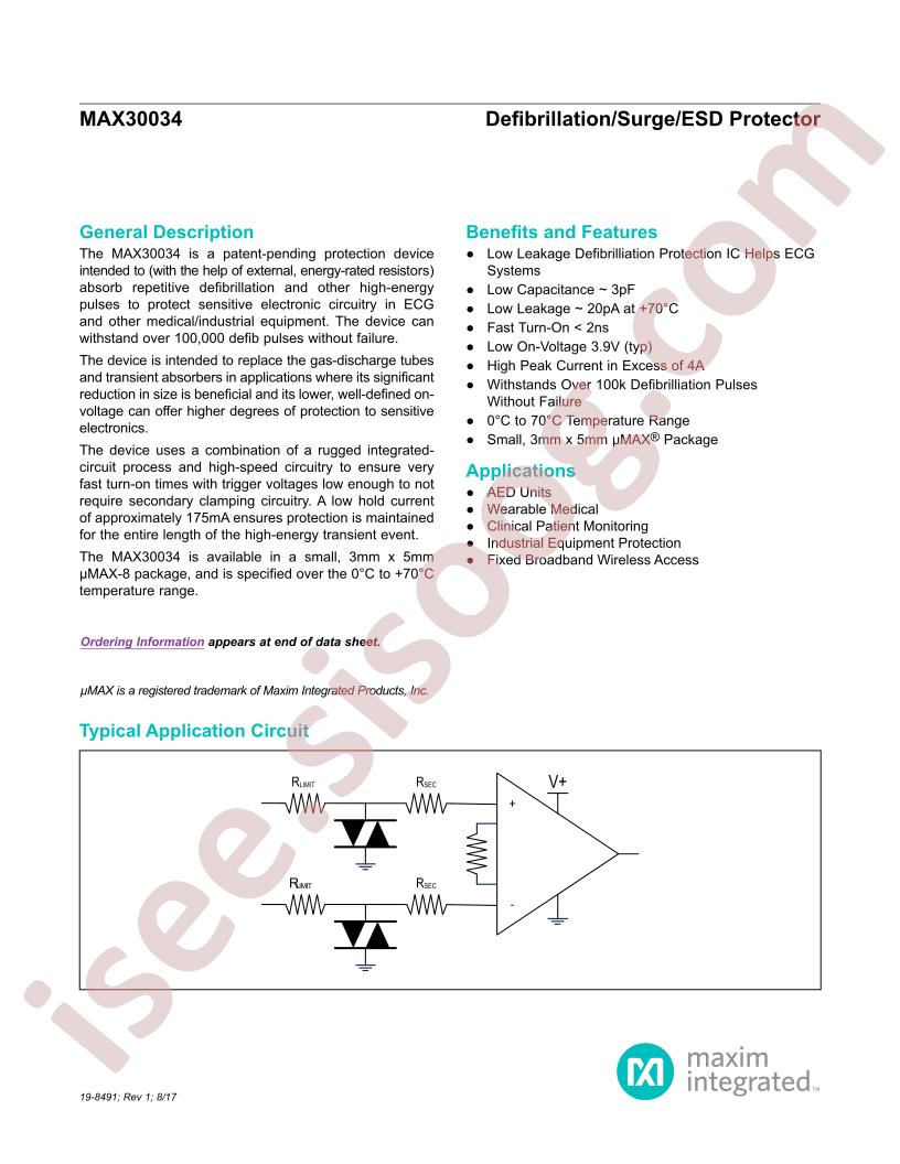 MAX30031-34 Abridged Datasheet