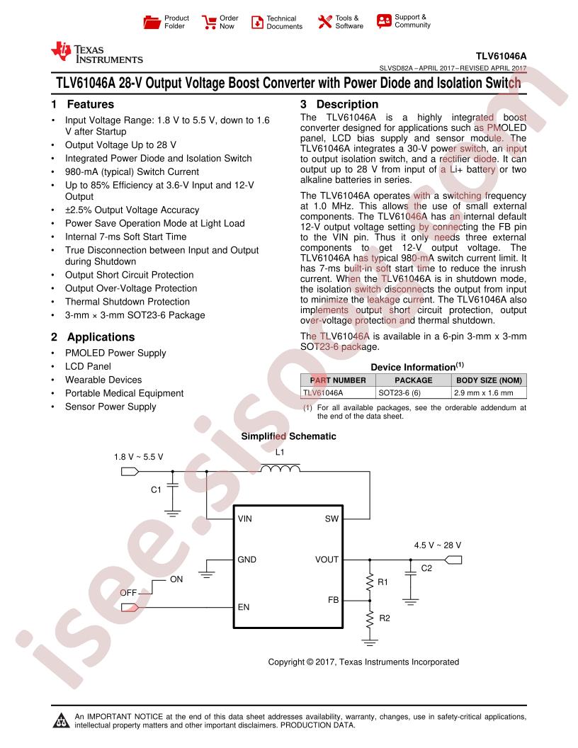 TLV61046A Datasheet