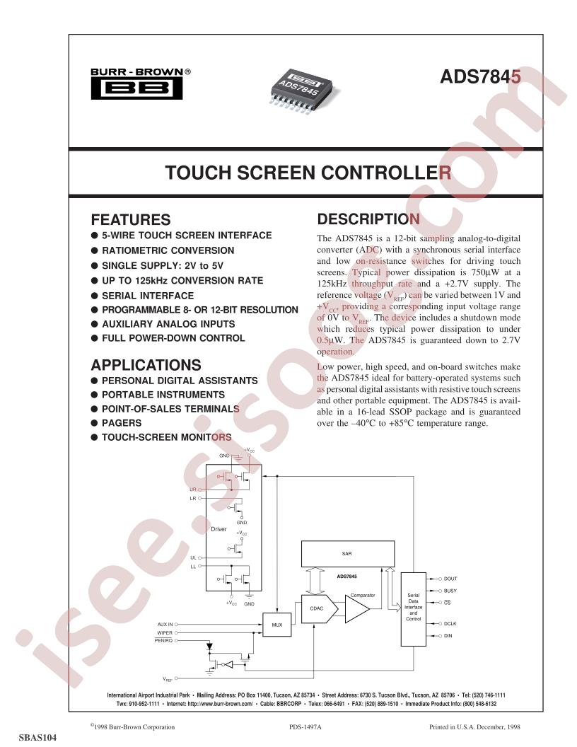 ADS7845 Datasheet