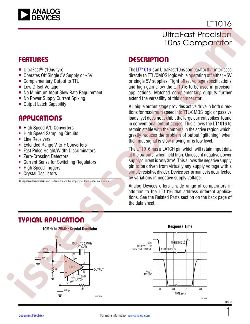 LT1016 Datasheet