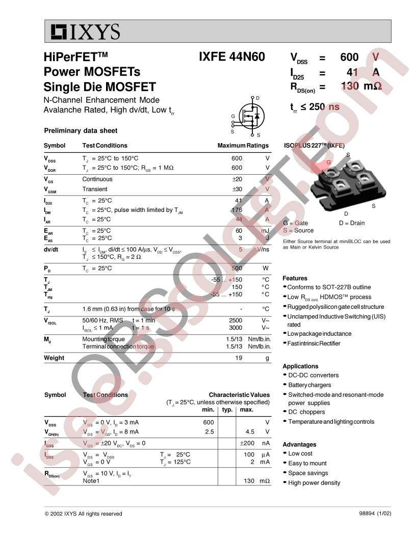 IXFE44N60