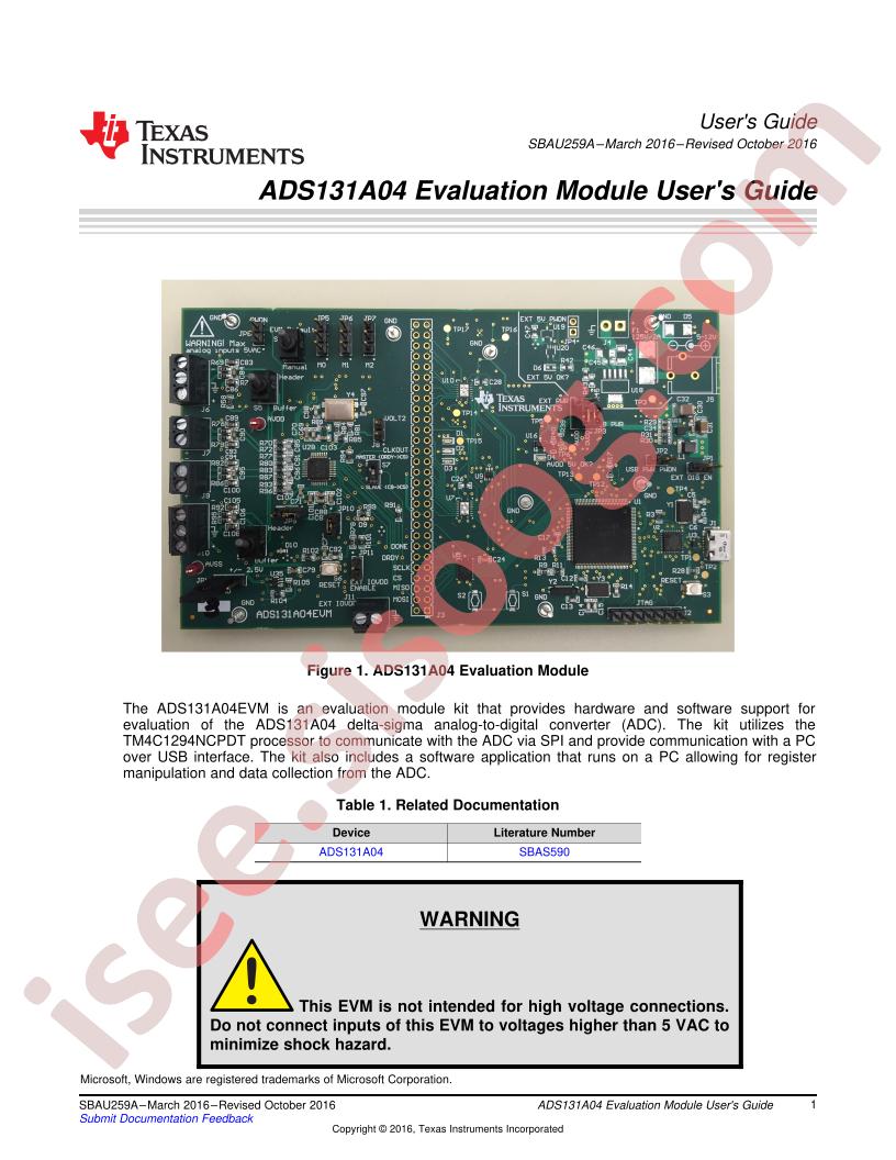ADS131A04EVM User Guide