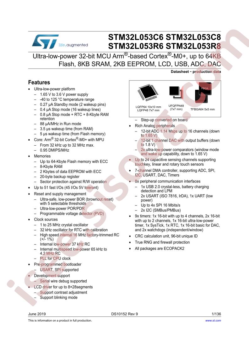 STM32L053x6, x8 Datasheet